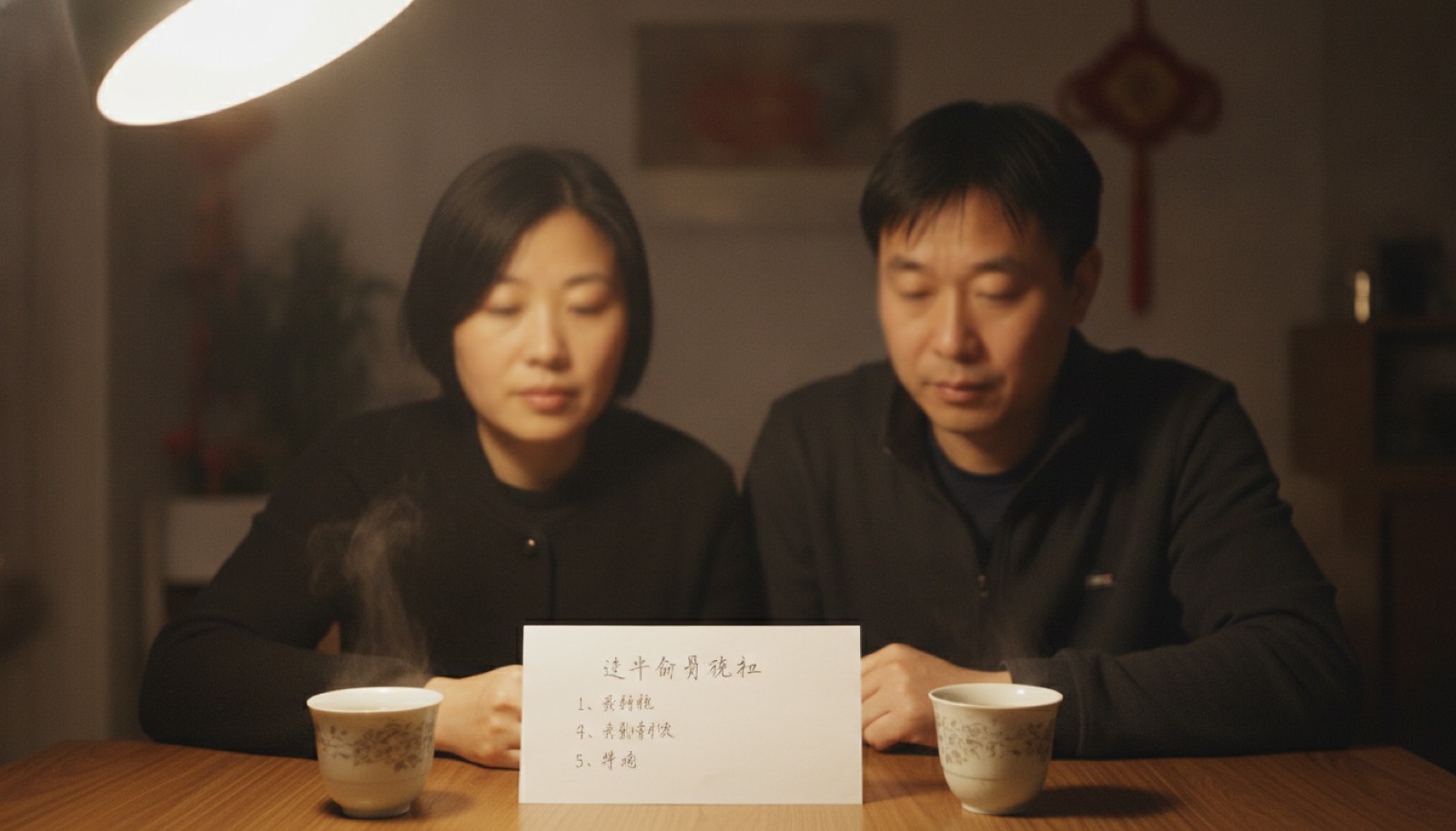 夜晚餐桌夫妻并排坐列这半个月的变化