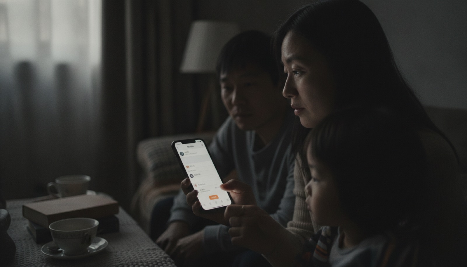 夜晚一只手机屏幕亮着停在朋友圈发布界面,光线柔和,氛围安静犹豫